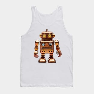 Bronze Buddy - Adorable Retro Square Robot Tank Top